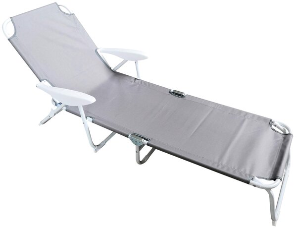 Lettino Prendisole Pieghevole da Giardino 182x65x81 cm in Acciaio e Tessuto Oxford Grigio