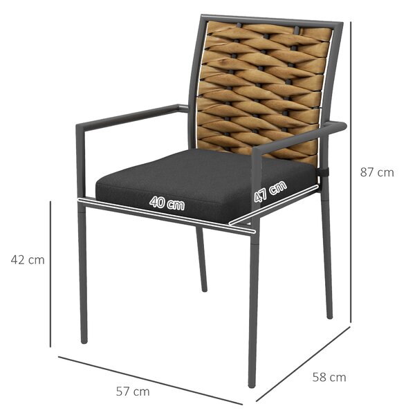 Outsunny Sedie da giardino Sedie outdoor Sedie per terrazza, resistenti alle intemperie, design moderno, 57 x 58 x 87cm, Marrone+Nero+Grigio | Aosom Italy