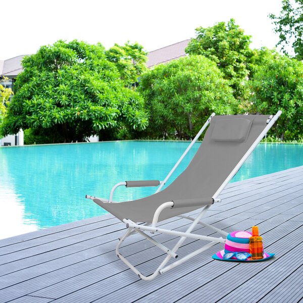 Sedia Sdraio Basculante Pieghevole 98x61x72 cm in Acciaio e Tessuto Oxford 600D Grigio