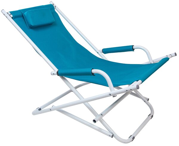 Sedia Sdraio Basculante Pieghevole 98x61x72 cm in Acciaio e Tessuto Oxford 600D Turchese