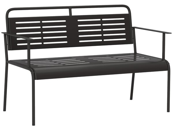 Outsunny -posti Panchina da giardino, panca resistente alle intemperie, panca idrorepellente con schienale e braccioli 121 x 64 x 84cm, Nero | Aosom Italy