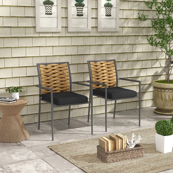 Outsunny Sedie da giardino Sedie outdoor Sedie per terrazza, resistenti alle intemperie, design moderno, 57 x 58 x 87cm, Marrone+Nero+Grigio | Aosom Italy