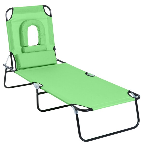 Lettino Sdraio Pieghevole 187x58x36 cm in Acciaio e Tessuto Oxford Verde
