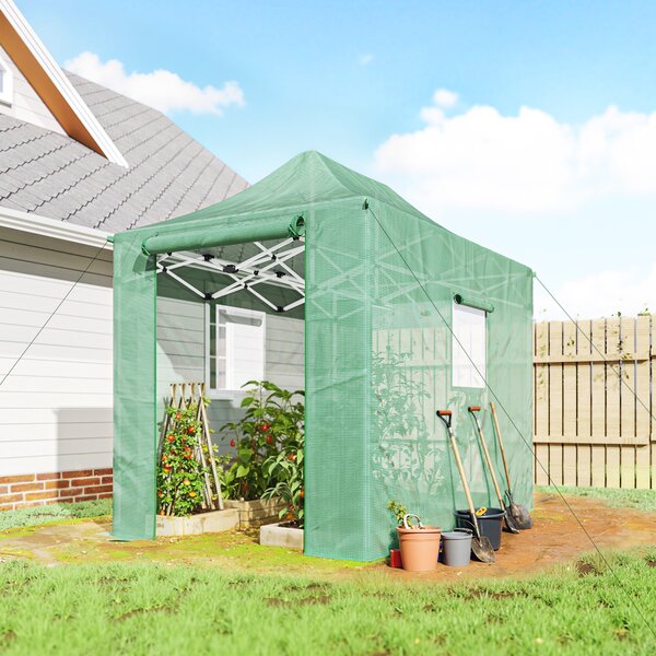 Outsunny Serra Pop-Up ca. 200x300x270 cm Pieghevole con tetto a capanna, porte e finestre con zip | Aosom Italy