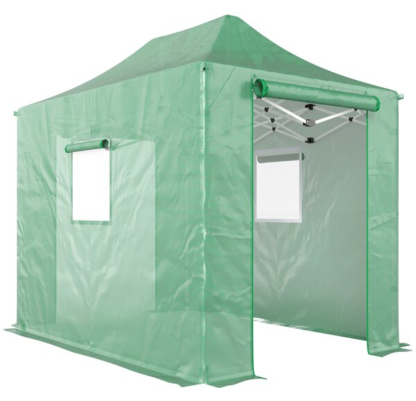 Outsunny Serra Pop-Up ca. 200x300x270 cm Pieghevole con tetto a capanna, porte e finestre con zip | Aosom Italy