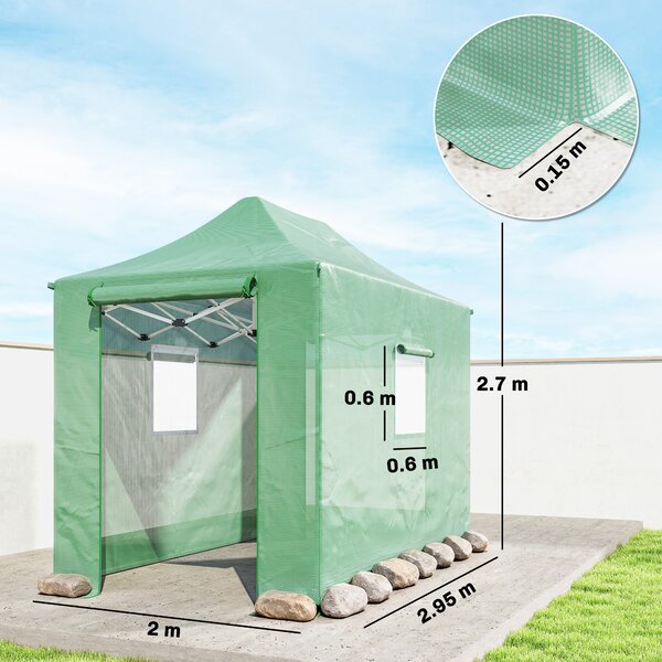 Outsunny Serra Pop-Up ca. 200x300x270 cm Pieghevole con tetto a capanna, porte e finestre con zip | Aosom Italy