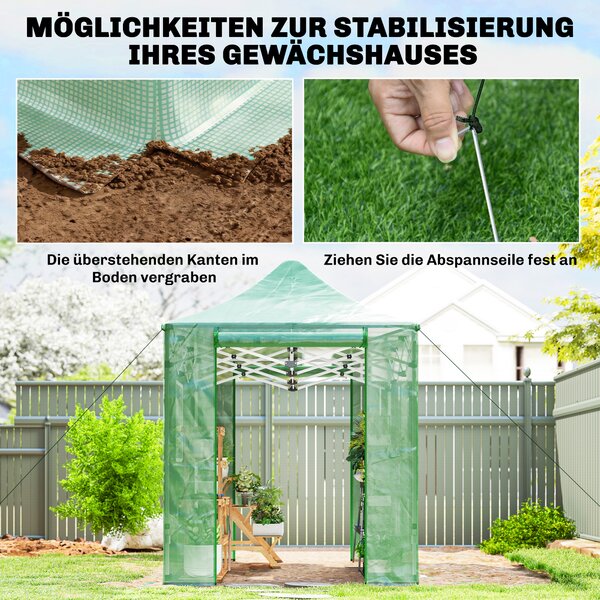 Outsunny Serra Pop-Up ca. 200x300x270 cm Pieghevole con tetto a capanna, porte e finestre con zip | Aosom Italy