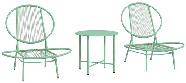 Outsunny Set bistro 3-pezzi in polyrattan resistente alle intemperie Arredo da giardino con tavolo bistro Sedie da giardino a forma di conchiglia Grün | Aosom Italy