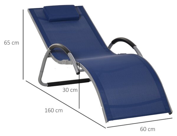 Lettino Prendisole 160x60x65 cm in Alluminio e Textilene Blu