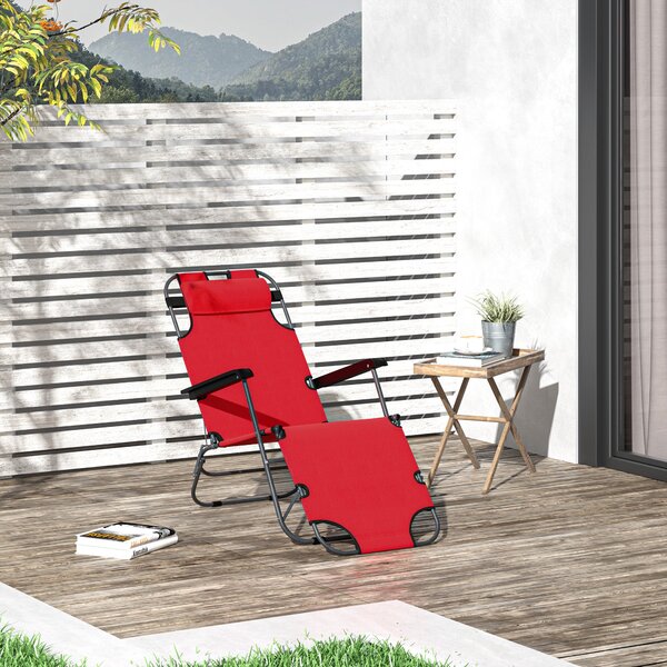 Sedia Sdraio Pieghevole 135x60x89 cm in Tessuto Oxford Rosso