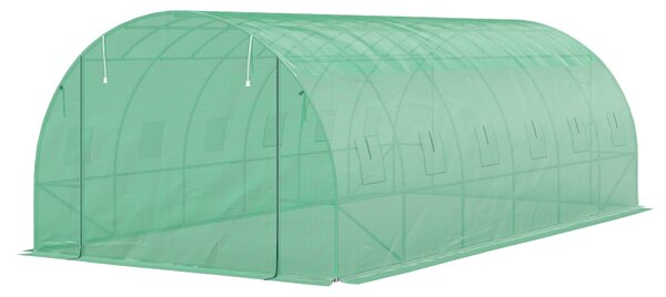 Outsunny Polytunnel serra con copertura in plastica e telaio in acciaio, tenda serra calpestabile con porte avvolgibili, Verde | Aosom Italy