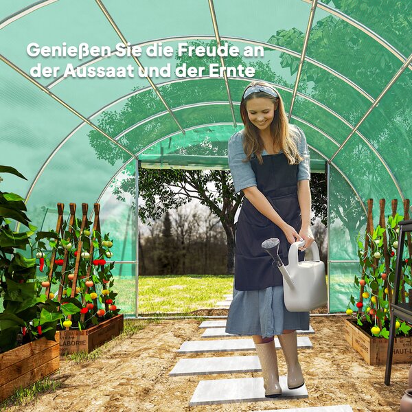 Outsunny Polytunnel serra con copertura in plastica e telaio in acciaio, tenda serra calpestabile con porte avvolgibili, Verde | Aosom Italy