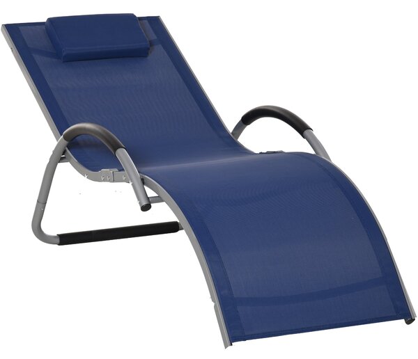 Lettino Prendisole 160x60x65 cm in Alluminio e Textilene Blu