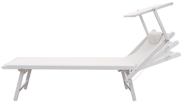 Lettino Prendisole da Giardino 185x61x39,5 cm Telaio in Alluminio Bianco e Textilene Grigio