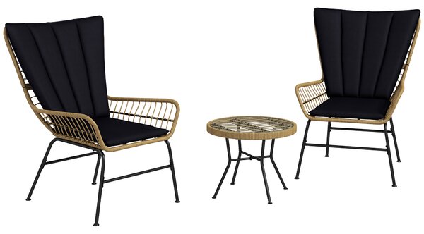 Outsunny Set bistrò Set mobili per balcone Mobili da balcone, stile boho, resistente agli agenti atmosferici, 76 x 66 x 96 cm, Nero | Aosom Italy