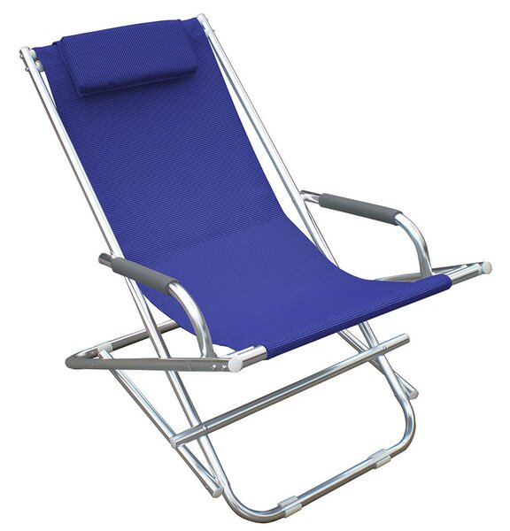 Poltrona Sdraio in Alluminio Tessuto Texilene Blu Spiaggia Mare Piscina