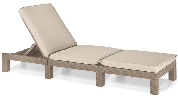 Lettino in Resina Antiurto Schienale Reclinabile Completo di Cuscino per Arredo Giardino Colore Cappuccino
