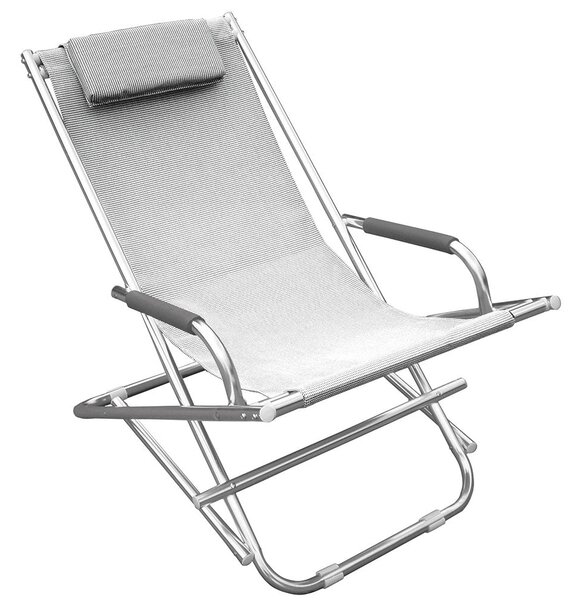 Poltrona Sdraio in Alluminio Tessuto Texilene Bianco Mare Spiaggia Piscina