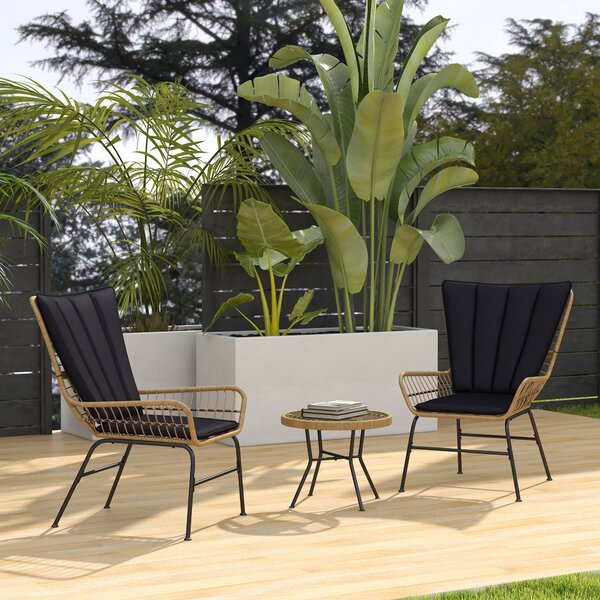 Outsunny Set bistrò Set mobili per balcone Mobili da balcone, stile boho, resistente agli agenti atmosferici, 76 x 66 x 96 cm, Nero | Aosom Italy
