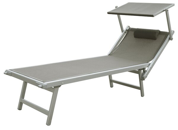 Lettino Prendisole da Giardino 185x61x39,5 cm Telaio in Alluminio Bianco e Textilene Tortora