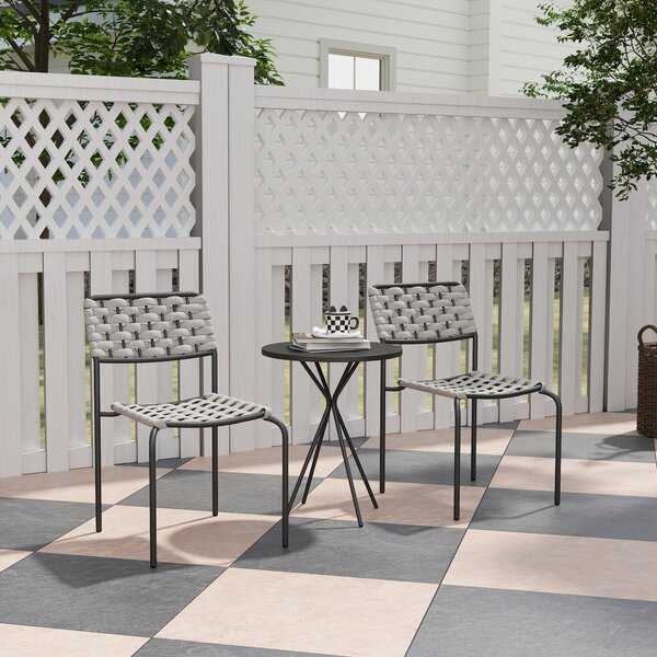 Outsunny Set mobili da giardino in polyrattan, lounge outdoor mobili da balcone per 2 persone, 3 pezzi 2 sedie, tavolo grigio | Aosom Italy