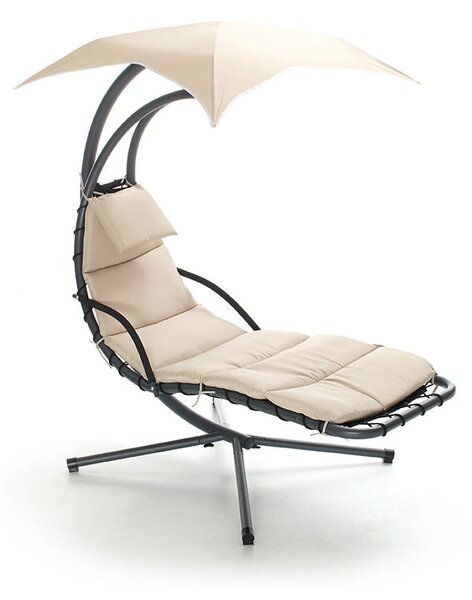 Amaca Dondolina da Giardino in Ferro e Textilene con Parasole Taddei Siesta Beige
