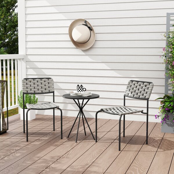 Outsunny Set mobili da giardino in polyrattan, lounge outdoor mobili da balcone per 2 persone, 3 pezzi 2 sedie, tavolo grigio | Aosom Italy