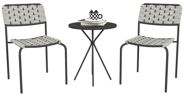 Outsunny Set mobili da giardino in polyrattan, lounge outdoor mobili da balcone per 2 persone, 3 pezzi 2 sedie, tavolo grigio | Aosom Italy