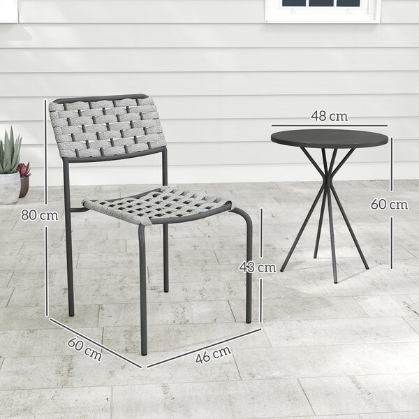Outsunny Set mobili da giardino in polyrattan, lounge outdoor mobili da balcone per 2 persone, 3 pezzi 2 sedie, tavolo grigio | Aosom Italy