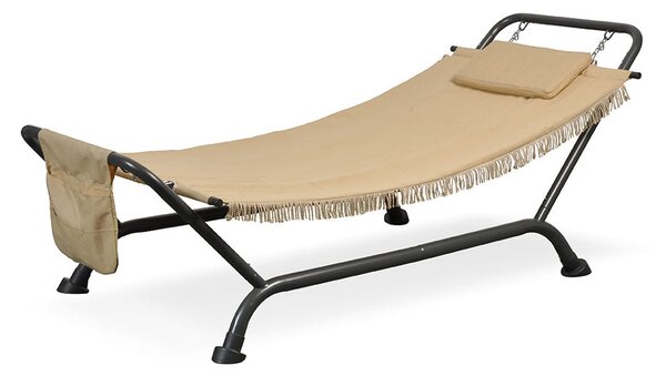 Amaca da Giardino in Ferro e Poliestere con Cuscino e Sacca Taddei Panama Beige