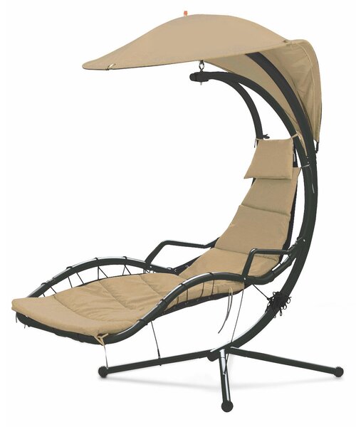Amaca Dondolina da Giardino in Ferro e Textilene con Parasole Soriani Malibù Beige