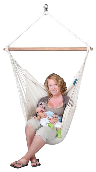Amaca Sedia da Giardino in Cotone Biologico 105x140cm 130Kg La Siesta Modesta Latte Bianco