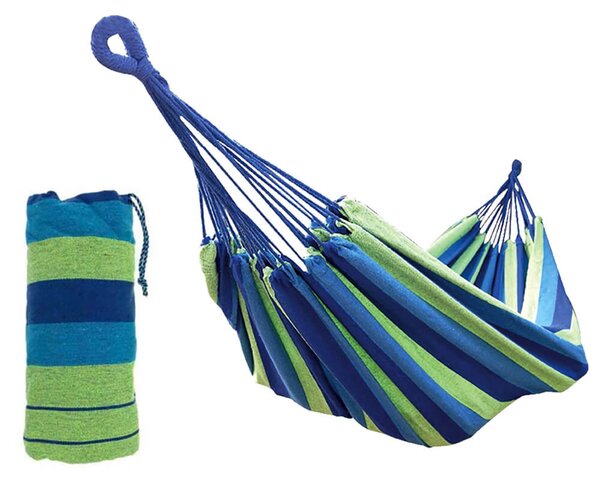 Amaca da Giardino in Cotone 2x1m 120Kg Menzi Blu e Verde
