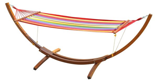 Amaca in Tessuto a Righe Colorato con Supporto in Legno 3.15x1x1.1m