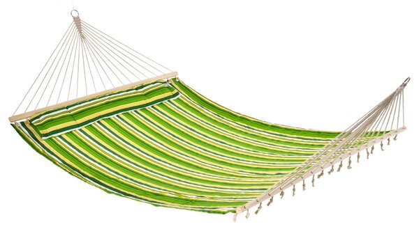 Amaca Matrimoniale in Cotone 284x140 cm a Righe Verde Giallo e Bianco