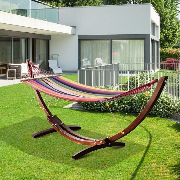 Amaca in Tessuto a Righe Colorato con Supporto in Legno 3.15x1x1.1m