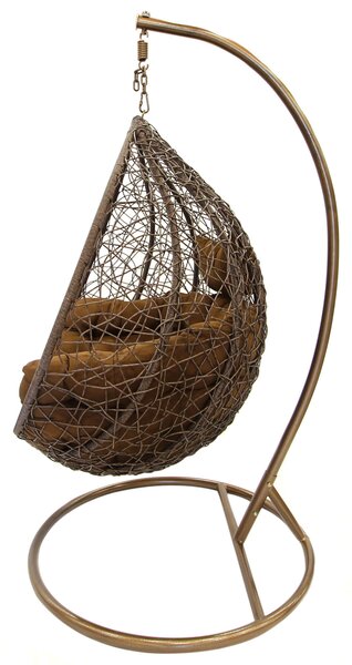 Amaca Dondolina da Giardino in Acciaio e Rattan Zaffiro Marrone