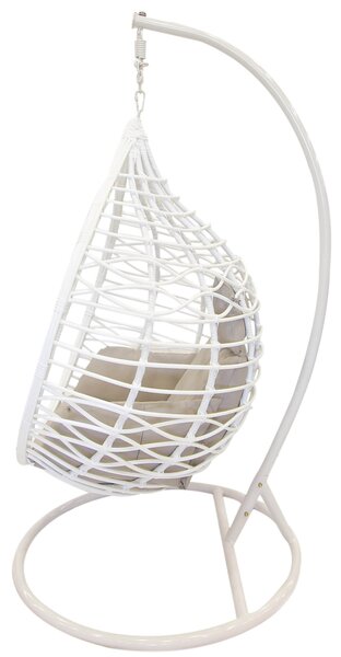 Amaca Dondolina da Giardino in Acciaio e Rattan Onice Bianca