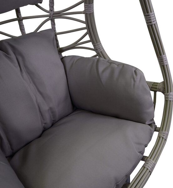 Amaca Dondolina da Giardino 95x95x19,3 cm in Polyrattan Lincoln Grigio