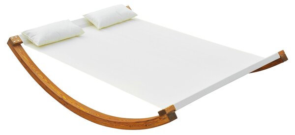 Amaca da Giardino 2 Posti 200x150x45 cm in Legno e Cotone Bianco