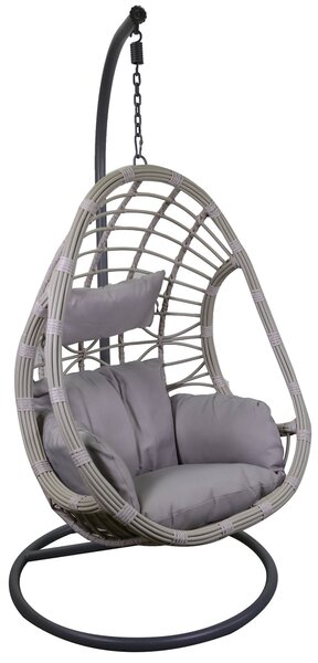 Amaca Dondolina da Giardino 95x95x19,3 cm in Polyrattan Lincoln Grigio