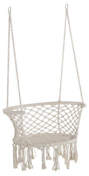 Amaca Sedia Sospesa 80x60x36 cm in Poliestere e Macramè Crema