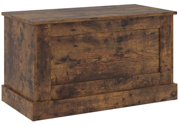 HOMCOM Cassapanca contenitore, baule porta giochi, con cerniera di sicurezza, per soggiorno, in legno, 80 x 40 x 45 cm, marrone rustico | Aosom Italy