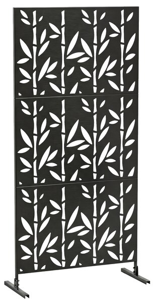 Outsunny Pannello frangivista decorativo esterno Claustra decorativo giardino 3 pannelli motivo bambù metallo 92x40x192cm Nero | Aosom Italy