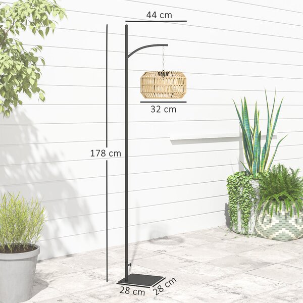 Outsunny Lampione solare da esterno resina intrecciata, lampione boho 178cm, sensore di luce, accensione automatica, giallo | Aosom Italy