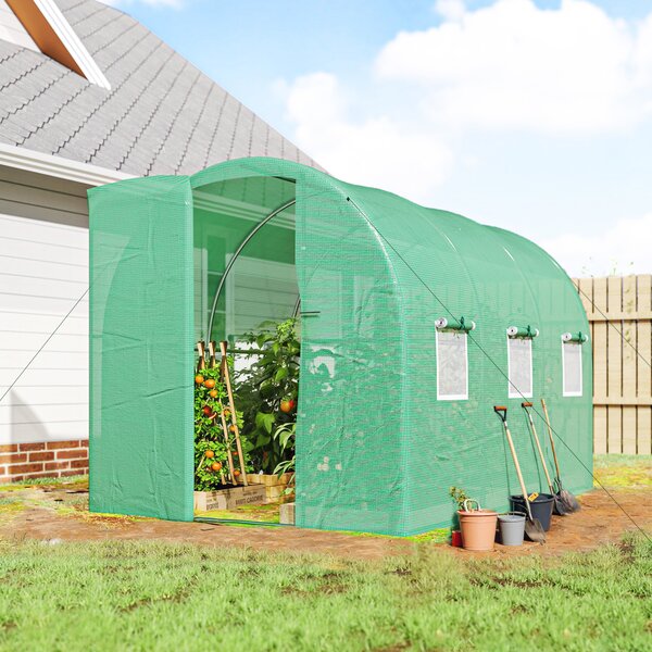 Outsunny Serra 3 x 2 x 2 m Serra in telo con porta a battente richiudibile 6 finestre in rete arrotolabili, aste di sostegno | Aosom Italy
