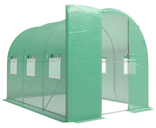 Outsunny Serra 3 x 2 x 2 m Serra in telo con porta a battente richiudibile 6 finestre in rete arrotolabili, aste di sostegno | Aosom Italy