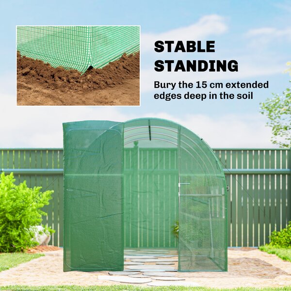 Outsunny Serra 3 x 2 x 2 m Serra in telo con porta a battente richiudibile 6 finestre in rete arrotolabili, aste di sostegno | Aosom Italy