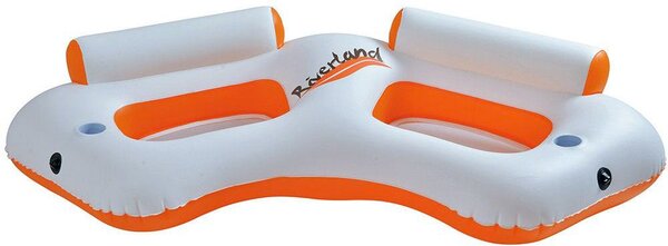 Poltrona 2 Posti Gonfiabile 216x104x48 cm in Acciaio Bianco e Arancione