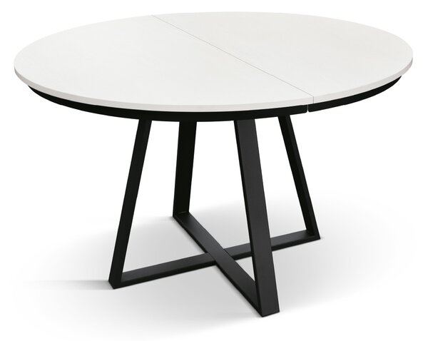 Tavolo rotondo allungabile <b> Dorota </b> da 120 a 170 con gambe H nere